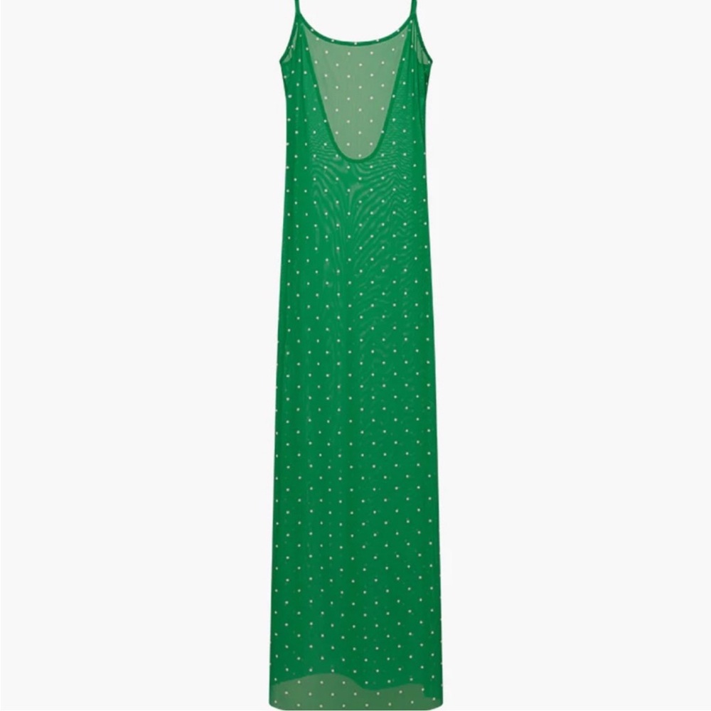 Weworewhat Mesh Scoop Polka Dot Maxi Slip Dress Size Medium